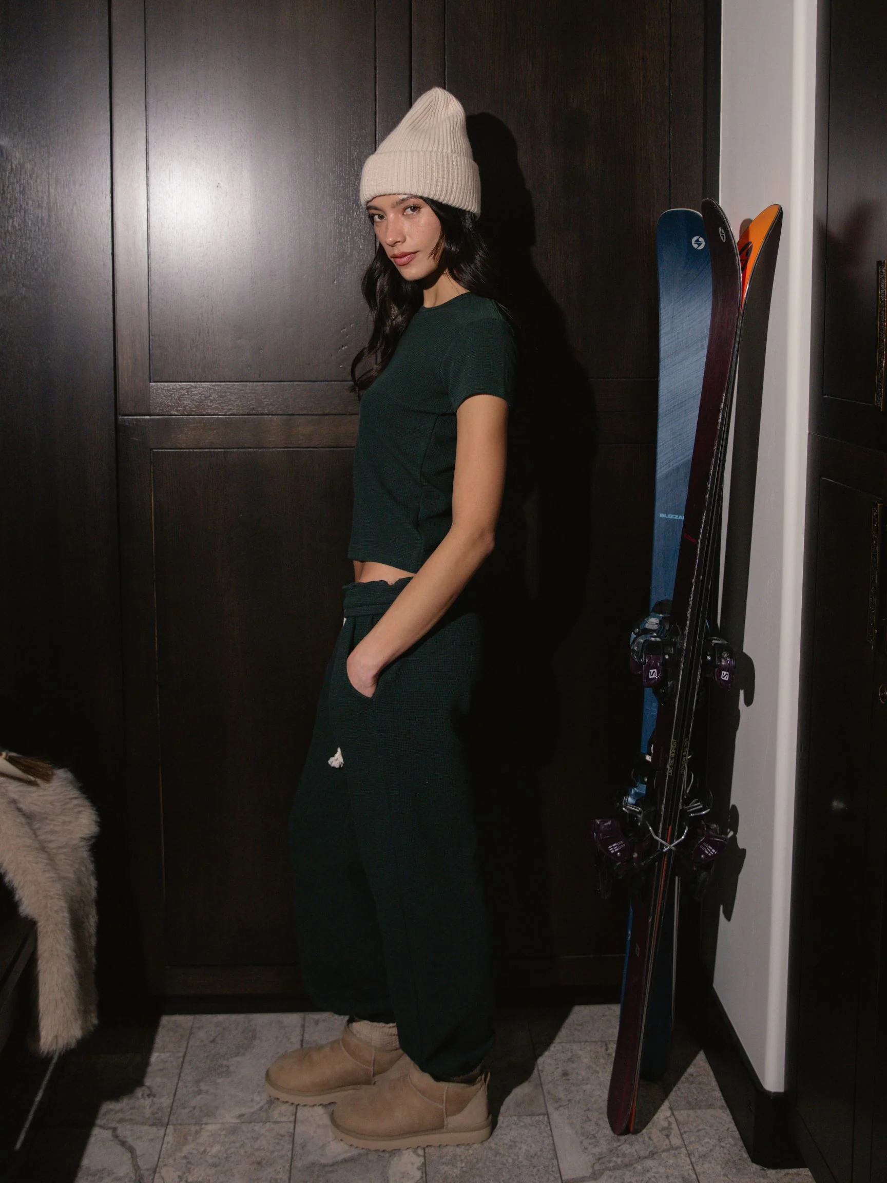 Waffle Unisex Pants - Forest - Image 3