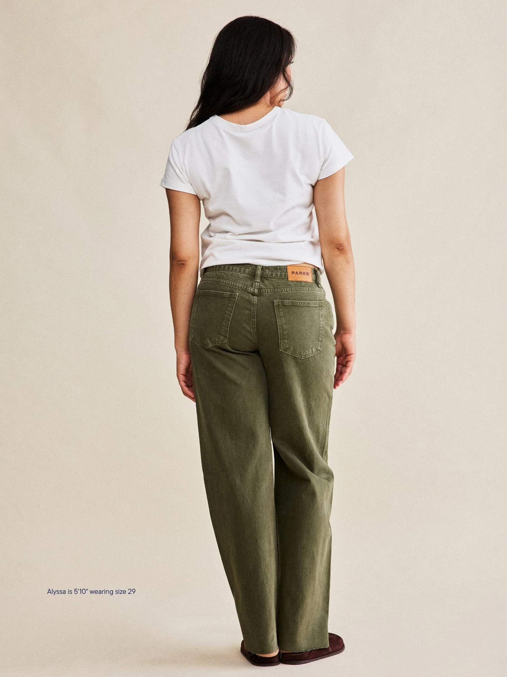 Low Rise Baggy Jeans - Olive - Image 4