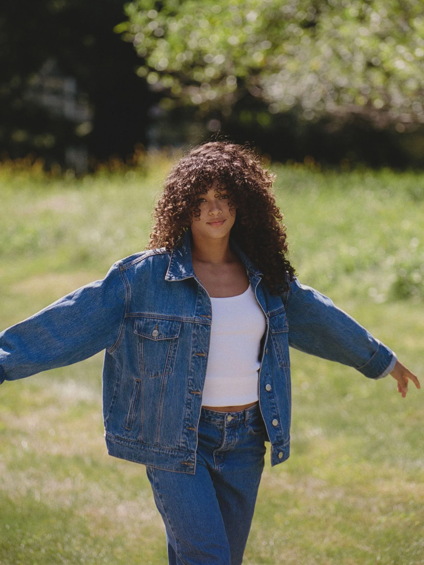 Oversized Denim Jacket - Medium Wash - Image 3