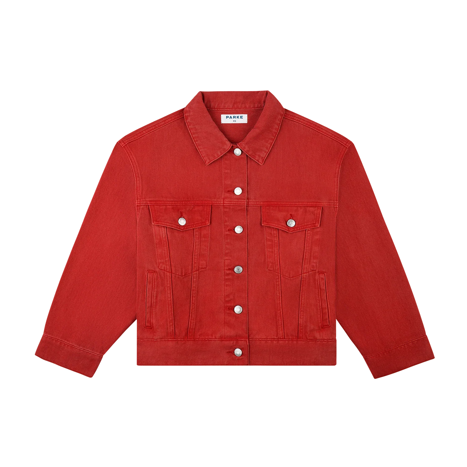 Oversized Denim Jacket - Washed Red