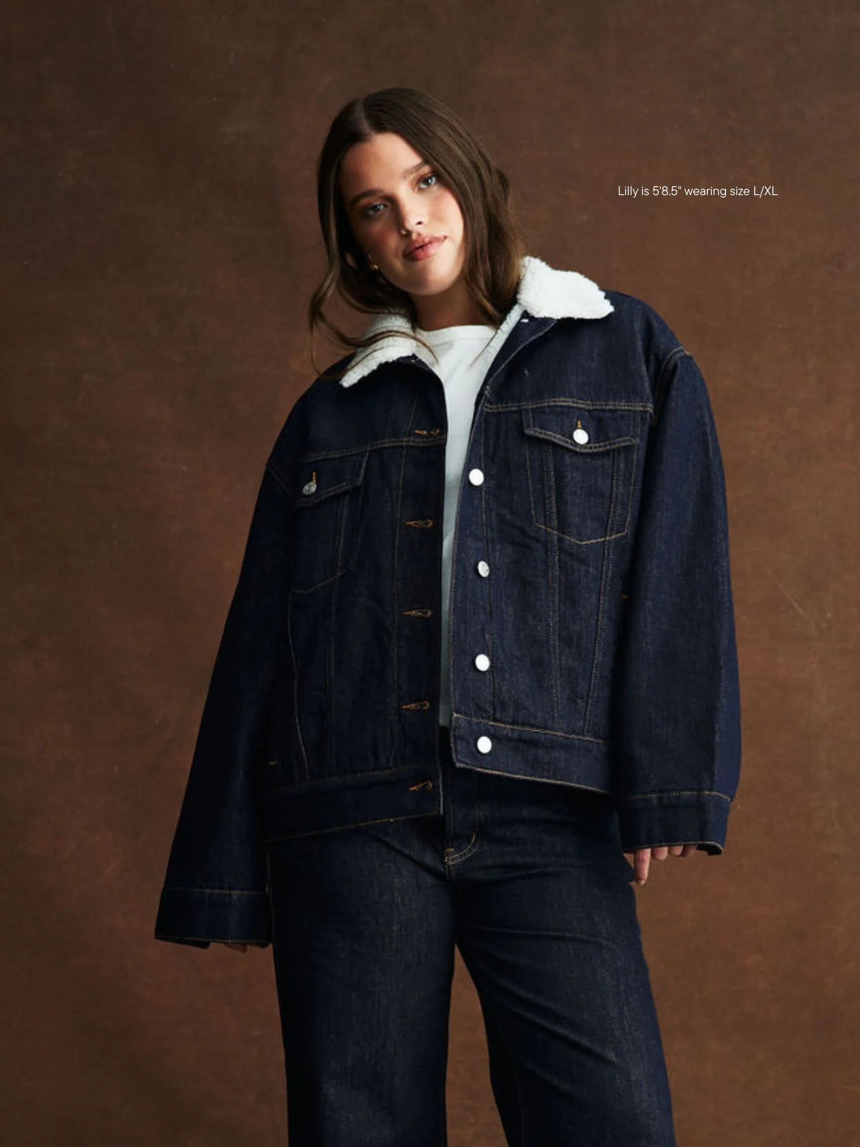 Oversized Sherpa Lined Denim Jacket - Image 12