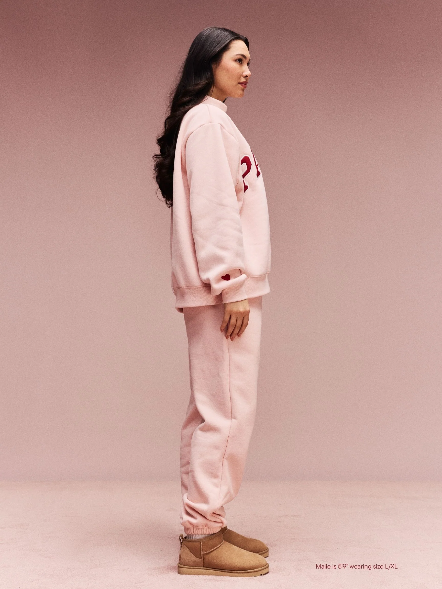 Preorder Valentine's Varsity Mockneck - Peony + Crimson - Image 3