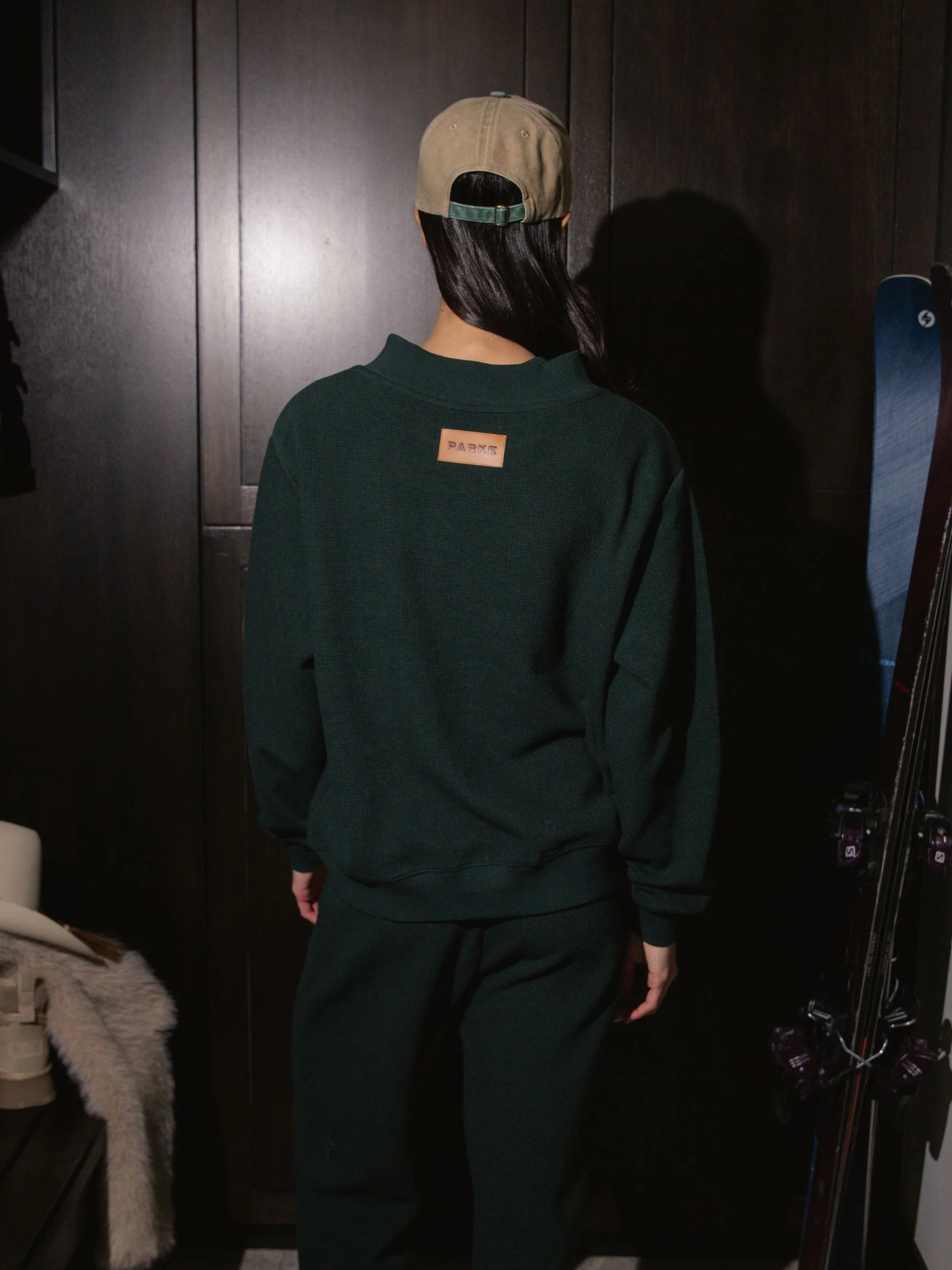 Waffle Mockneck Pullover - Forest - Image 4